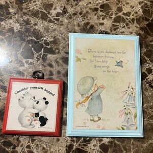 Vintage 80s Hallmark Friendship Wall Plaques Lot Bears Hug Cottagecore Decor